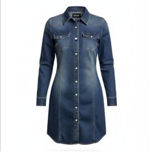 G STAR RAW Women's Denim Blue Slim Fit Tacoma Shirt Dress Size M